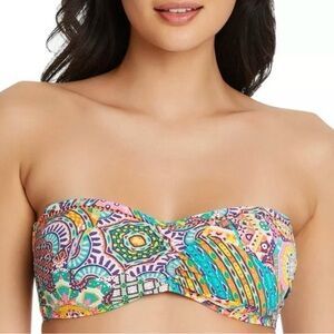 Bleu by Rod Beattie Seriously Sunny Tropical Bandeau Swim Top, Multicolo…